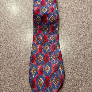 Geoffrey Beene 100% Silk Men's Red Geometric Silk Tie